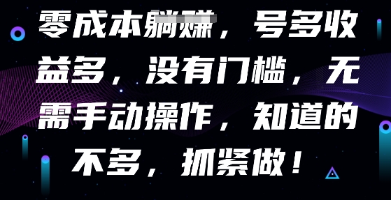 零成本全自动,号多收益多,没有门槛,无需手动-网创终点站