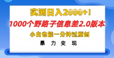 2025抖音1000个野路子信息差最新玩法,一分钟过原创,暴力变现月入几k-网创终点站