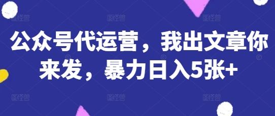 公众号代运营,我出文章你来发,暴力日入5张+【揭秘】-网创终点站