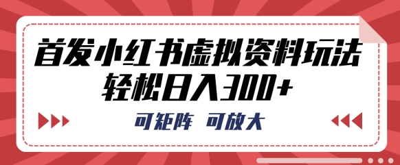 首发小红书虚拟资料玩法,可矩阵,可放大,轻松日入3张-网创终点站