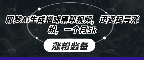 即梦AI生成猫咪黑帮视频,迅速起号涨粉,一个月5k-网创终点站