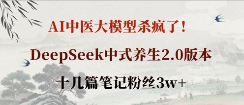 AI中医大模型杀疯了!DeepSeek中式养生2.0版本,十几篇笔记粉丝3w+-网创终点站