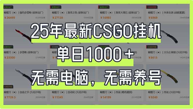 (14178期)25年最新CSGO挂机系统,单日1000+,无需电脑,无需养号,0基础可上手-网创终点站