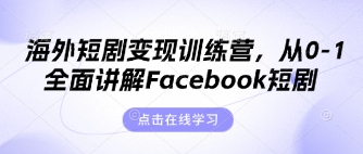 海外短剧变现训练营,从0-1全面讲解Facebook短剧-网创终点站