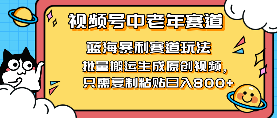 (14314期)2025视频号中老年短视频蓝海暴利风口!复制粘贴搬运视频单日赚800+,无...-网创终点站