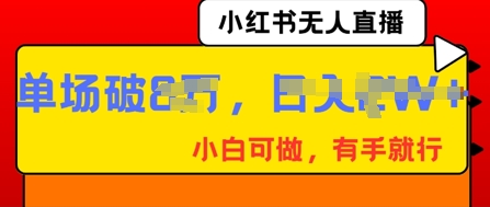 小红书无人直播,纯小白可做,有手就行,单场直播销售额破8w-网创终点站