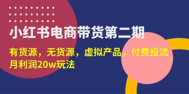 (14186期)小红书电商带货第二期,有货源,无货源,虚拟产品,付费投流,月利润20w-网创终点站